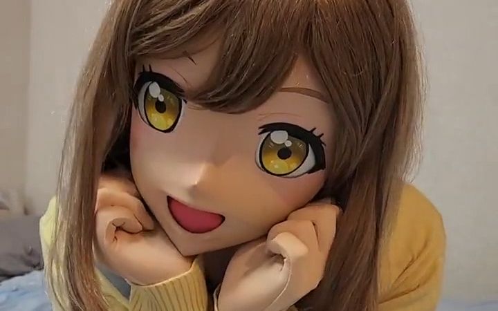 【妖妇搬运】托腮ing,超可爱的kigurumi面具易容(新kig视频750)_哔哩