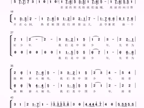 中国少年 童声二声部合唱谱 五线谱 正谱 钢琴伴奏谱 简谱 红歌 合唱团哔哩哔哩bilibili