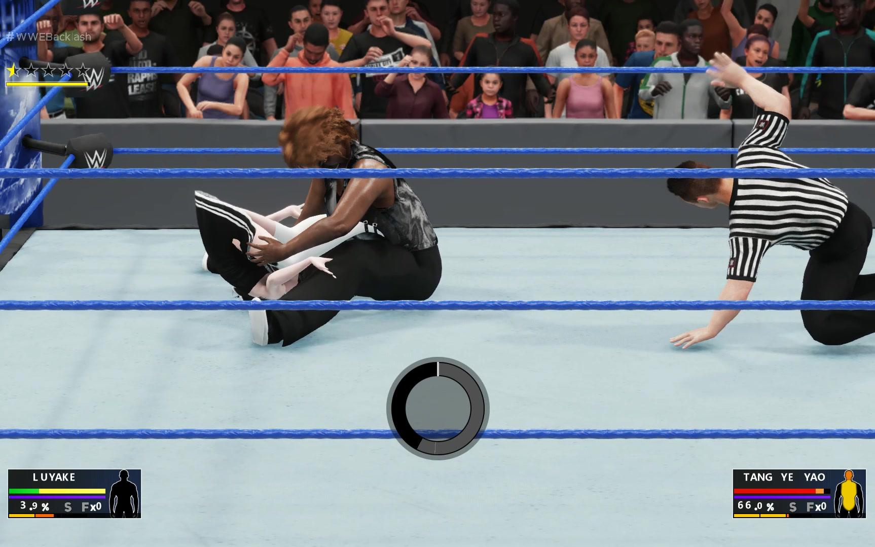 wwe2k18制服唐叶遥vs巨人黑女ryon