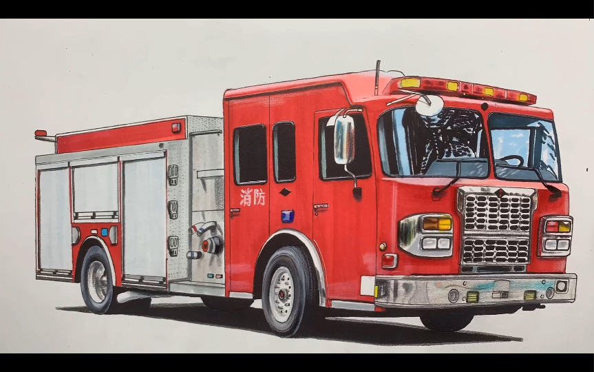 手绘消防车,喜欢吗
