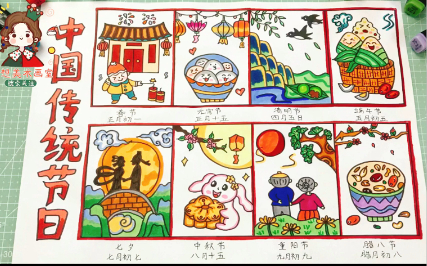 传统节日儿童画一等奖图片