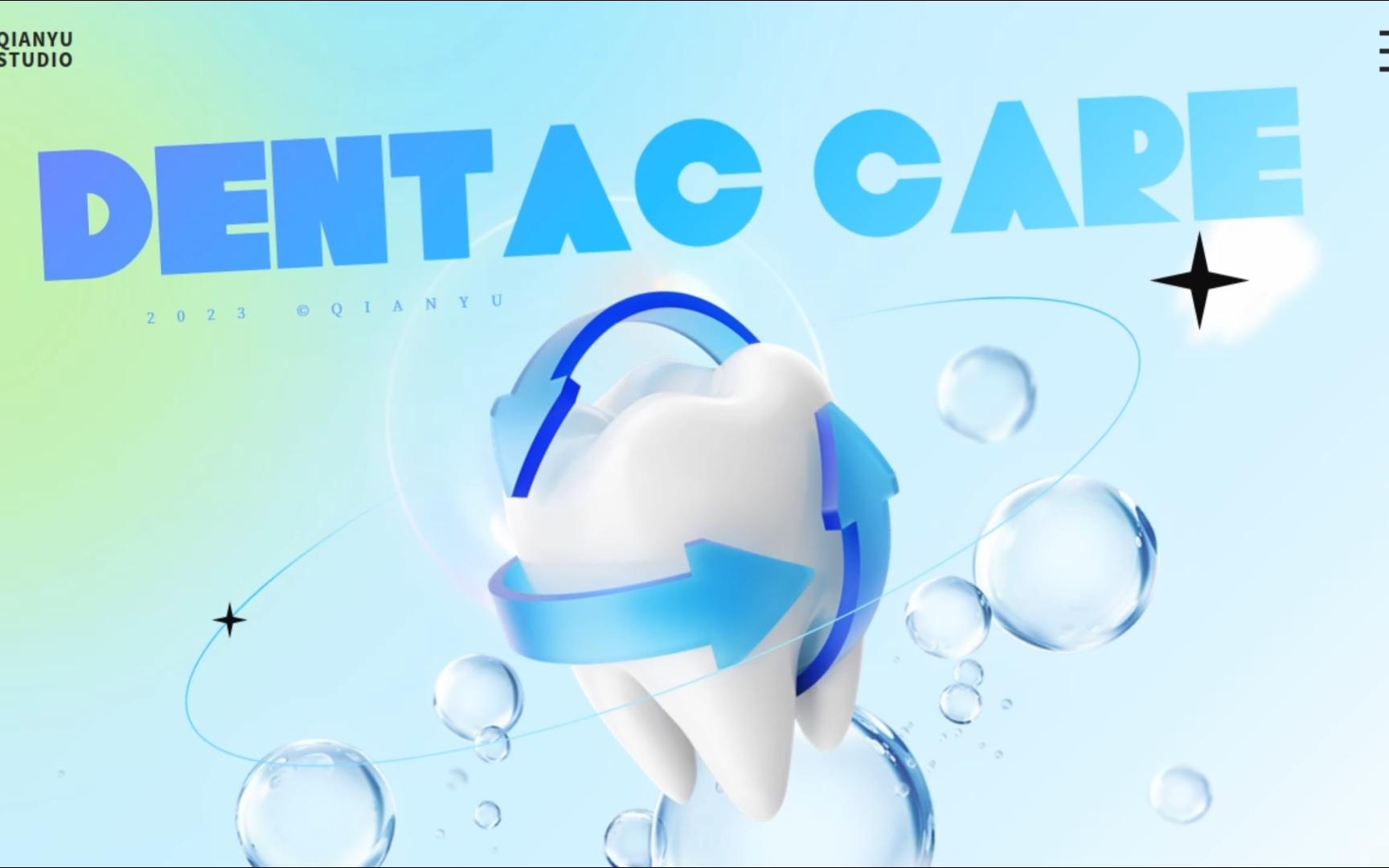 清新简约3d立体牙齿健康主题ppt模板