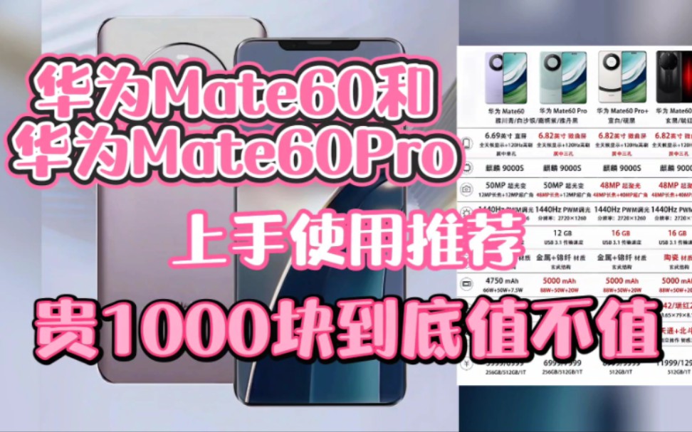 贵1000到底值不值?一个月使用体验反馈!华为Mate60Pro和华为Mate60有什么差别?日常使用体验感孰优孰劣?哔哩哔哩bilibili