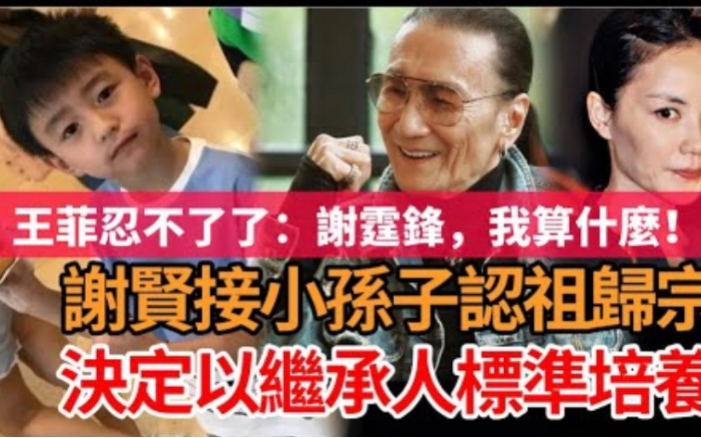 真相大白!张柏芝小儿子DNA检测结果已出,证实亲生父亲是谢霆锋,谢贤惊喜若狂接回认祖归宗,决定将其作为继承人培养,王菲恨得牙痒痒:谢霆锋,...