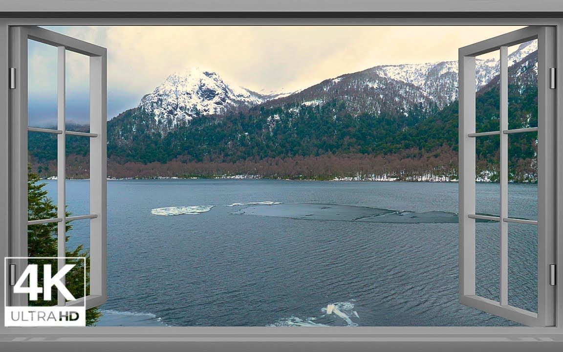 智利基勒胡湖(Laguna Quillelhue)的 4K 湖面窗景令人放松、平静的氛围哔哩哔哩bilibili