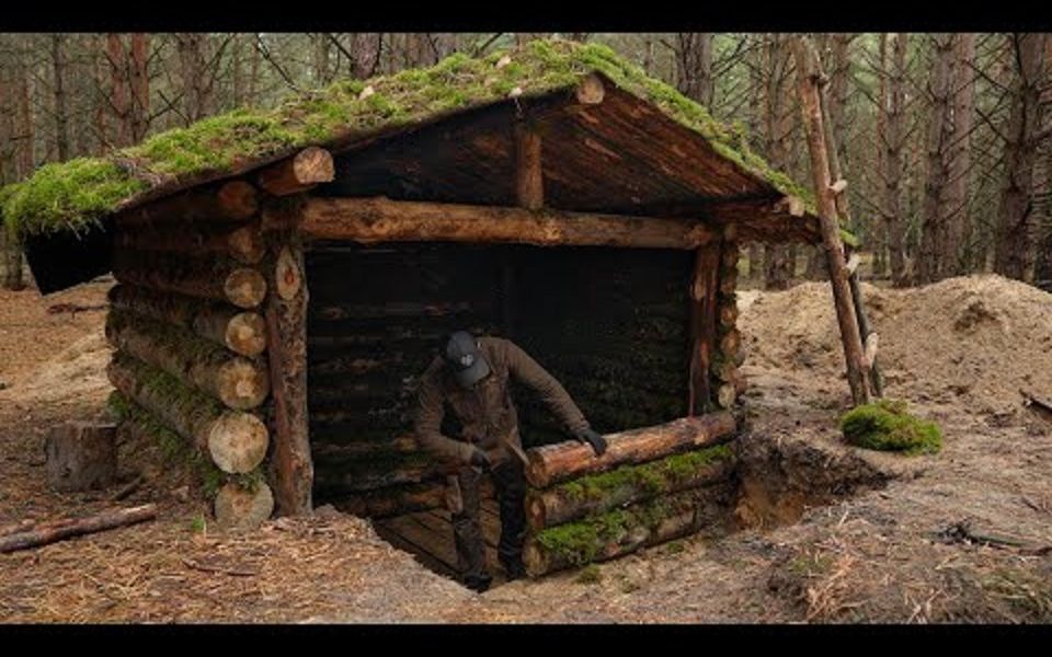 【life in the wild】继续建造丛林庇护所建筑,屋顶和苔藓绝缘材料