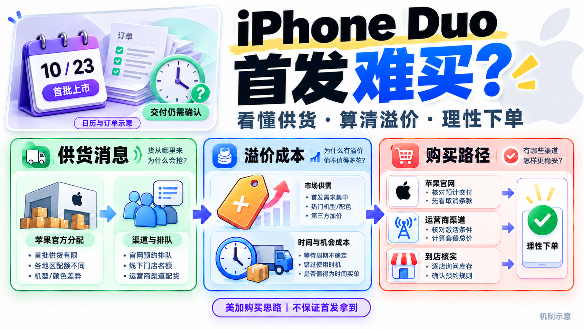 iPhone duo 首发难买？综合评估溢价成本，理性下单评估