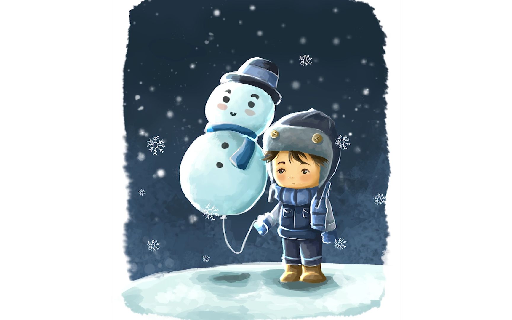 【儿童插画教程】雪地男孩