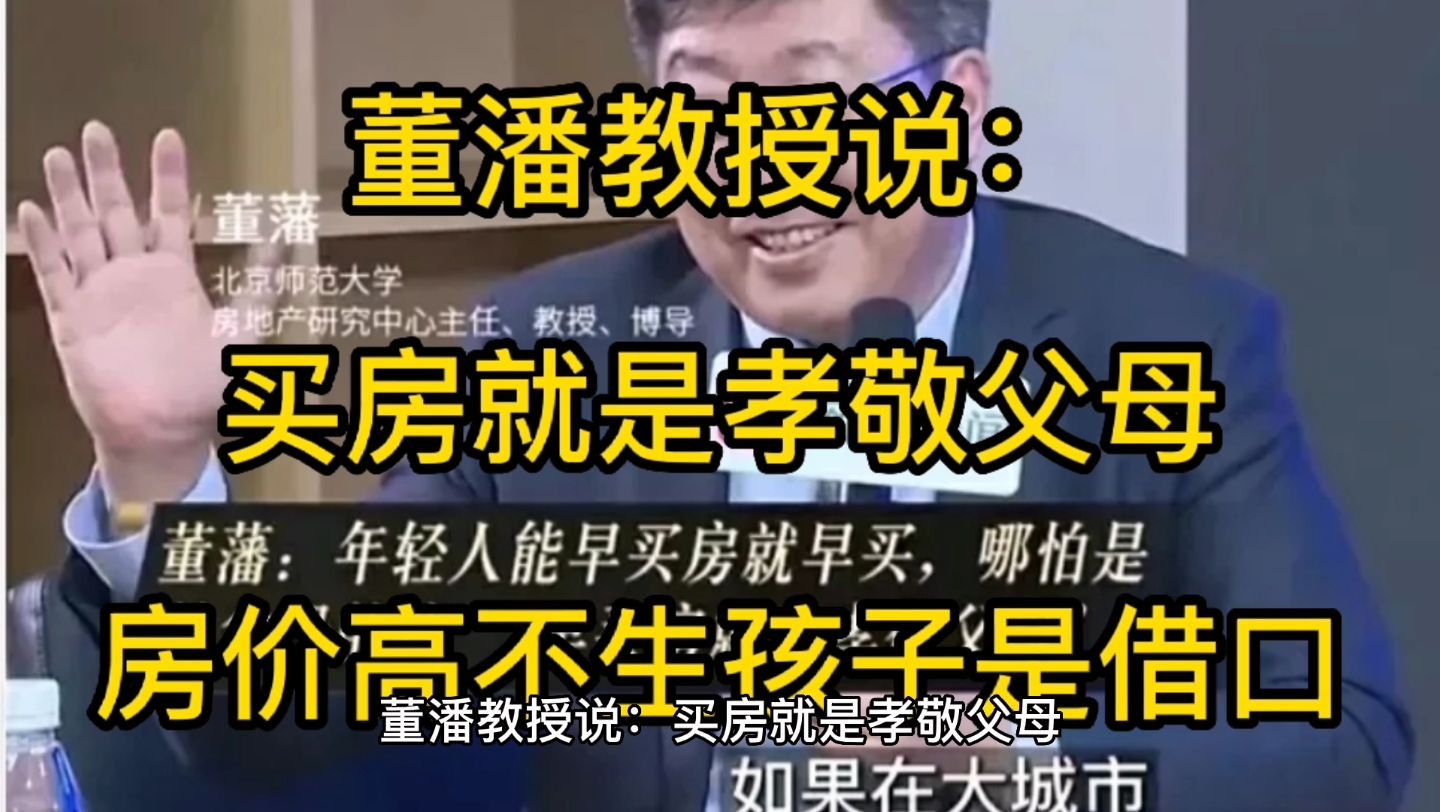 董潘教授说:买房就是孝敬父母,房价高不愿意生孩子,就是借口哔哩哔哩bilibili