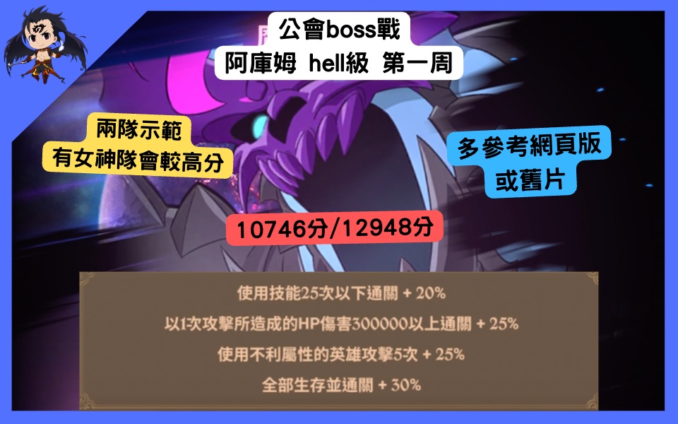 【七大罪】公会boss战 阿库姆hell级 第一周 10746分/12948示范 魔獣アクム戦(七大罪光与暗之交战)手机游戏热门视频