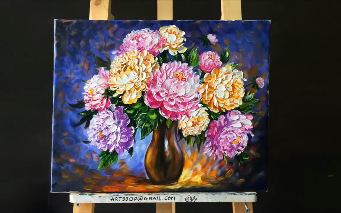 Paint Beautiful Peonies with Acrylic Paints and a Palette Knife哔哩哔哩bilibili