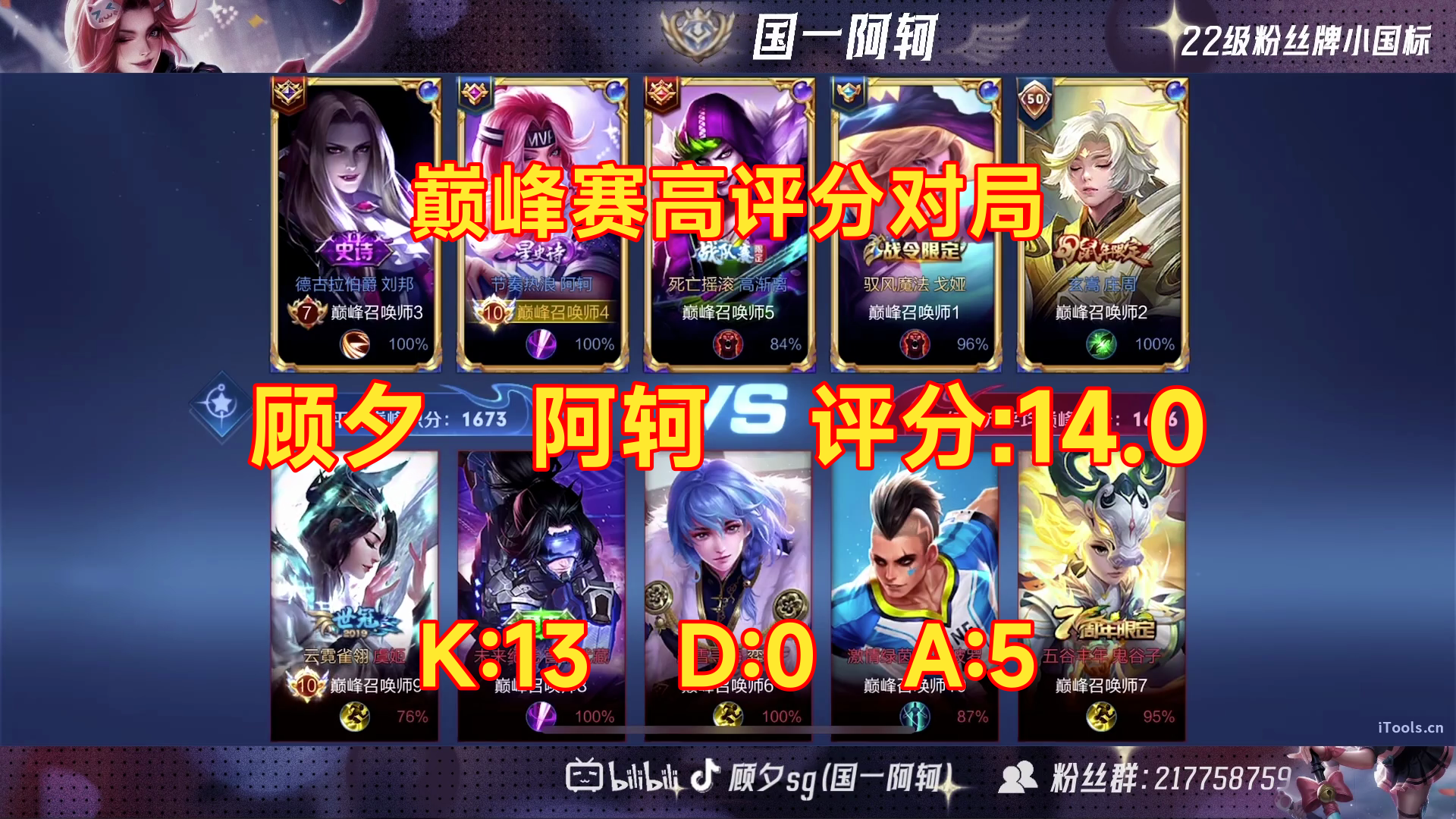 11/21 王者荣耀 顾夕 阿轲 巅峰赛高评分对局 评分:14.