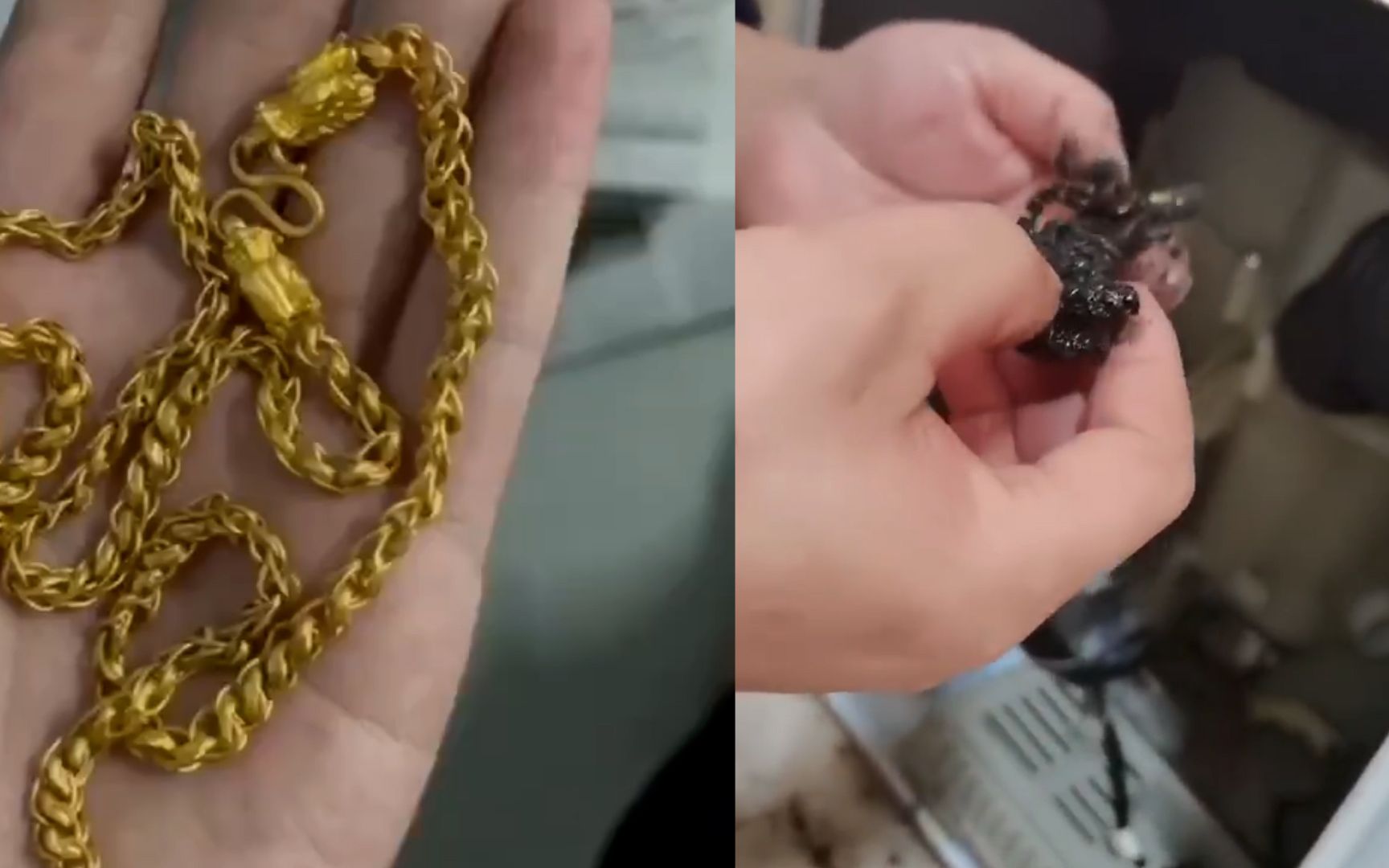 男子自己修洗衣机,找到四年前,丢失40多g的金项链