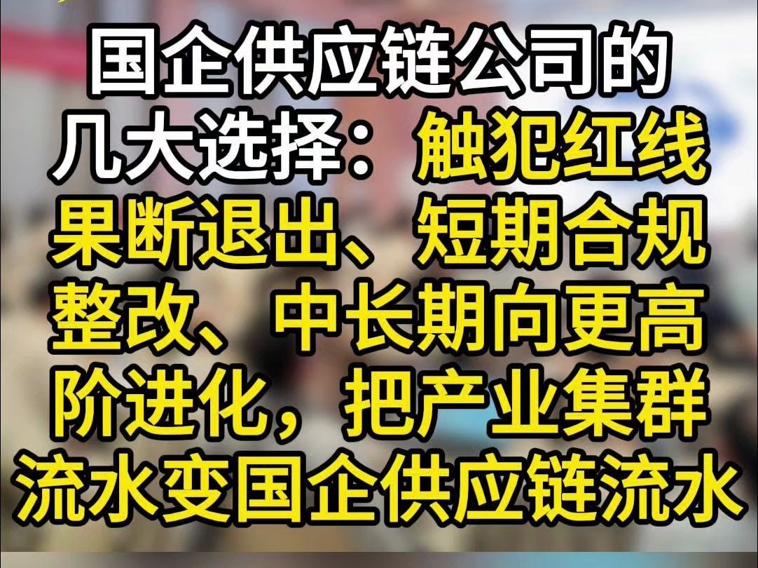 国企供应链公司的几大选择:触犯红线果断退出、短期合规整改、中长期向更高阶进化,把产业集群流水变成国企供应链流水!哔哩哔哩bilibili