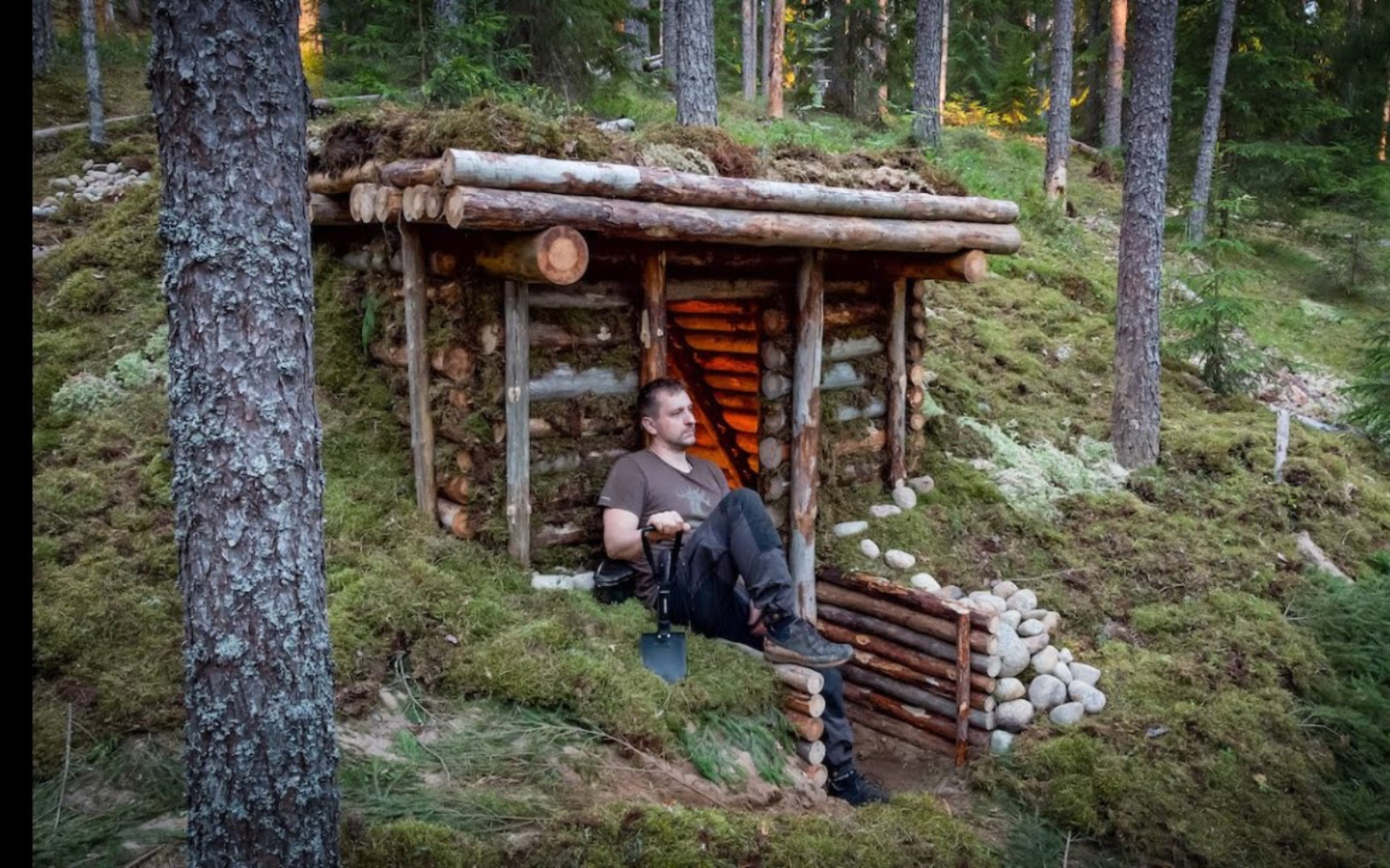 建造我有史以来最好的庇护所小木屋营地,鹅卵石壁炉灶台