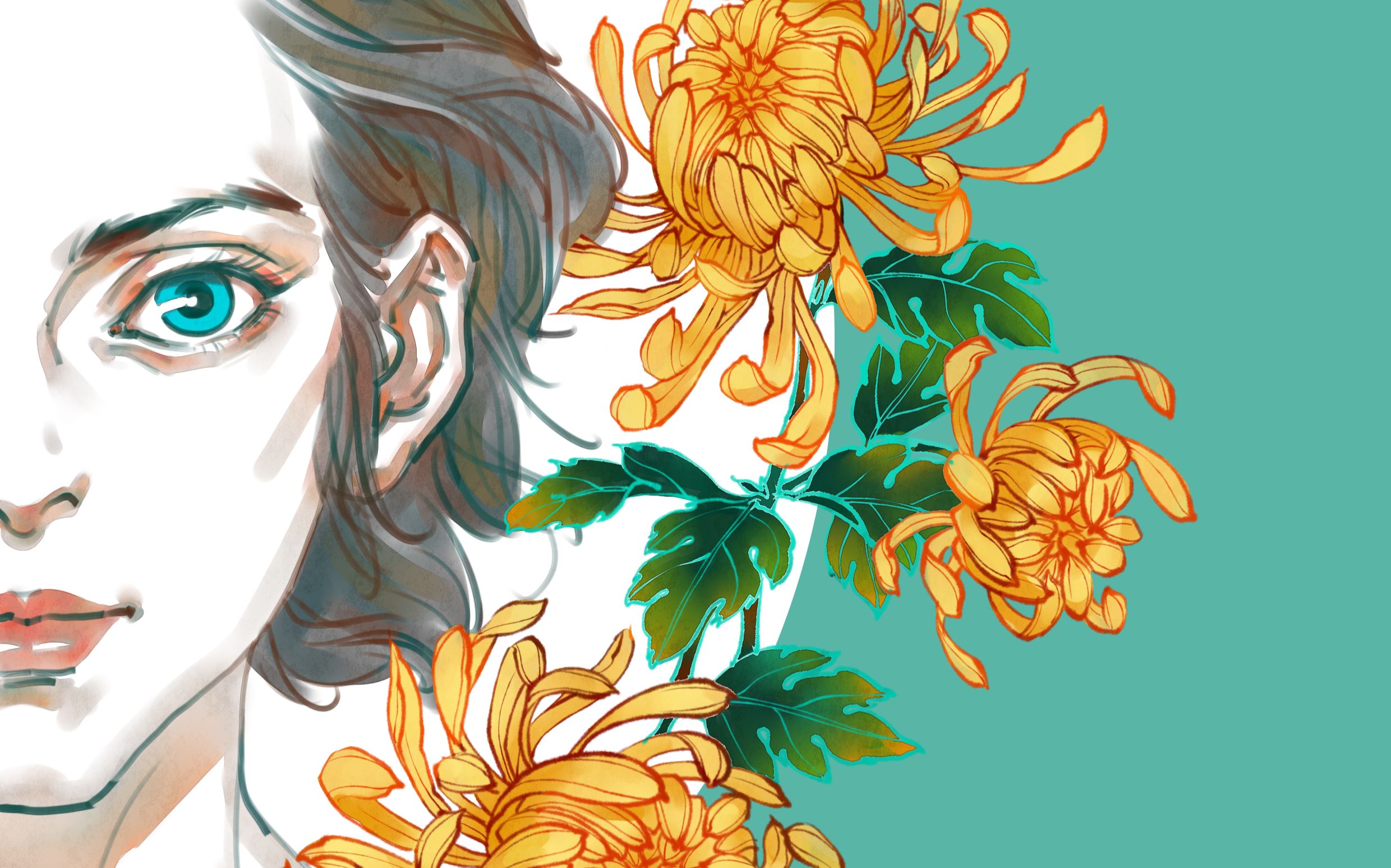 【sai板绘】骚年 你需要一朵菊花