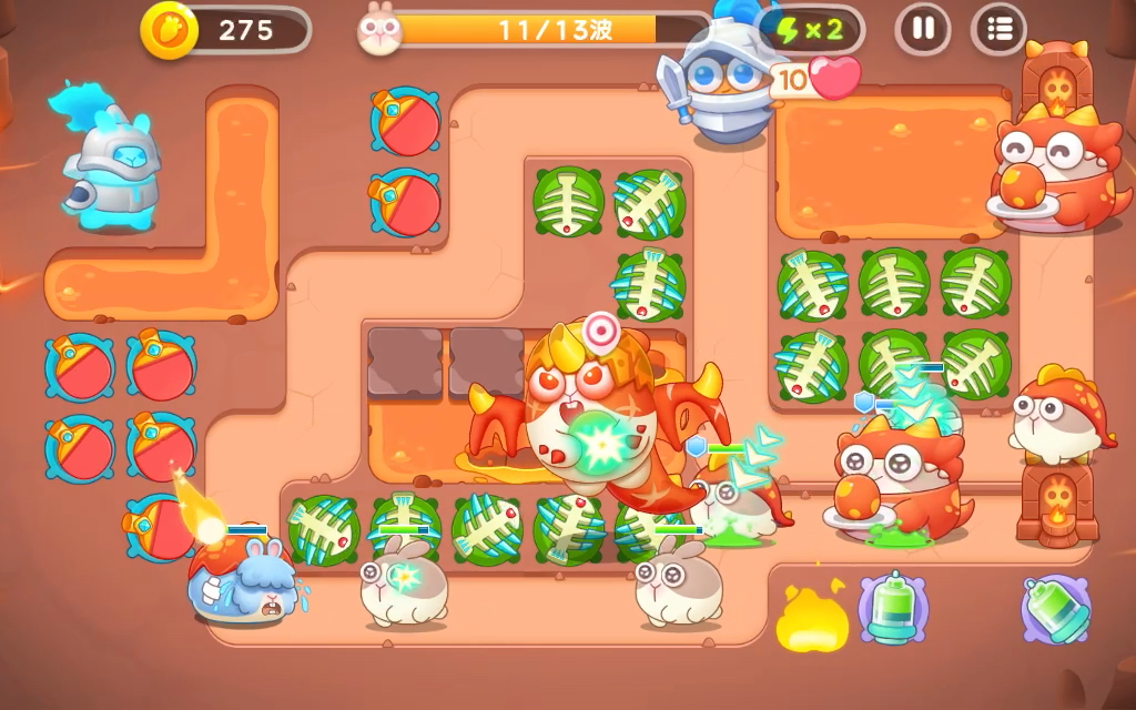 保卫萝卜4饿龙传说第60关金萝卜道具全清二倍速