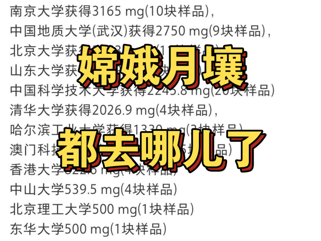 嫦娥月壤分配,北大第三,南京大学第一哔哩哔哩bilibili