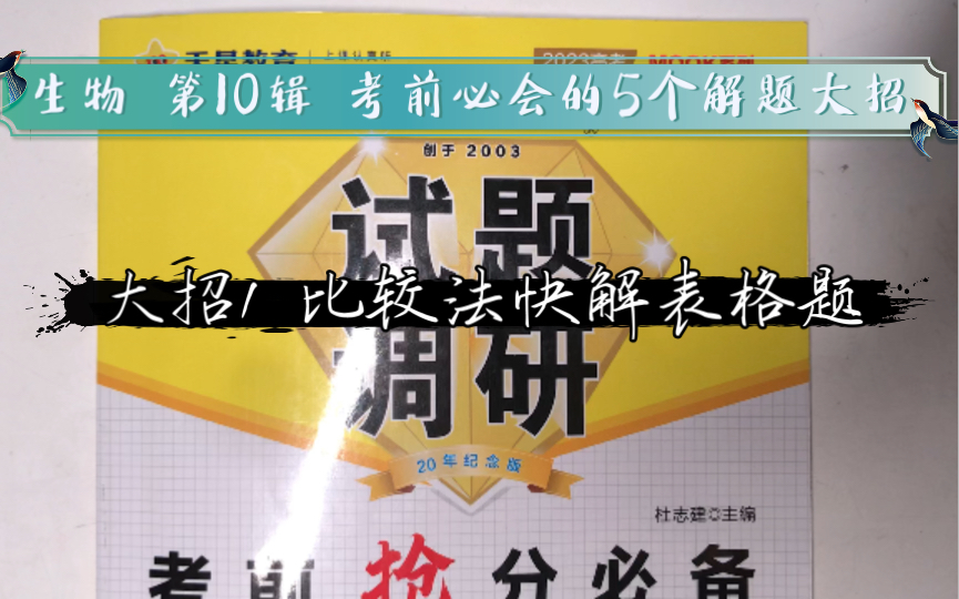 《试题调研》生物第10辑 考前必会的5个解题大招 大招1 “比较法”快解表格题哔哩哔哩bilibili