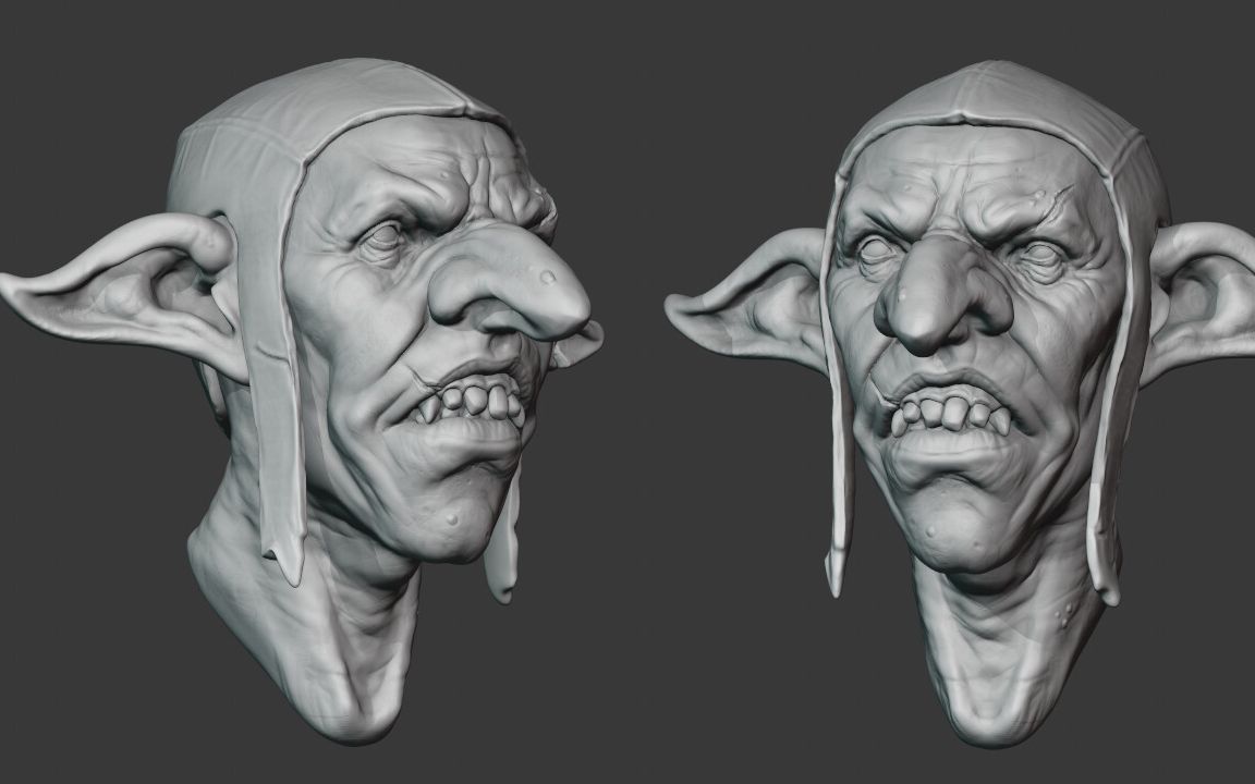 zbrush新手教程哥布林高模雕刻游戏动漫怪物角色建模技巧