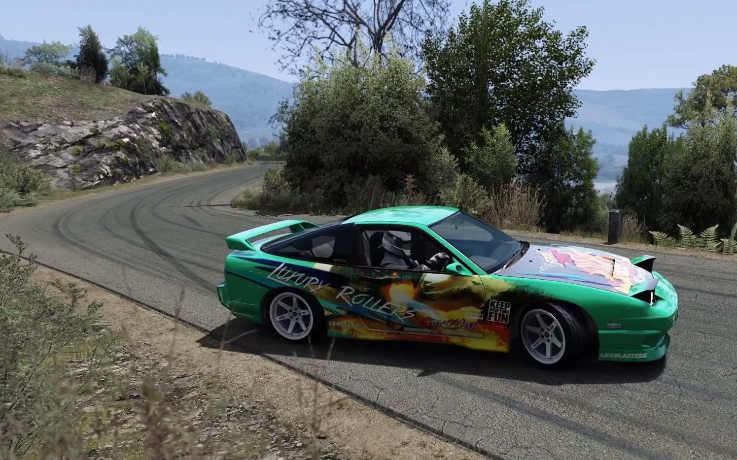 尼桑180sx山路漂移drifting nissan 180sx assetto corsa wheel cam