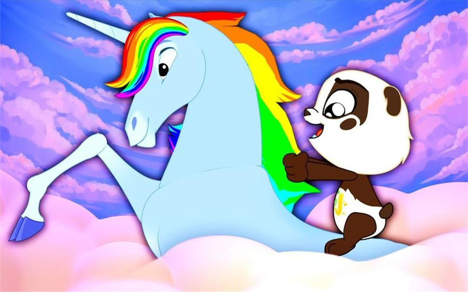 启蒙英文儿歌《独角兽之歌》,七彩独角兽,彩虹的尾巴真好看