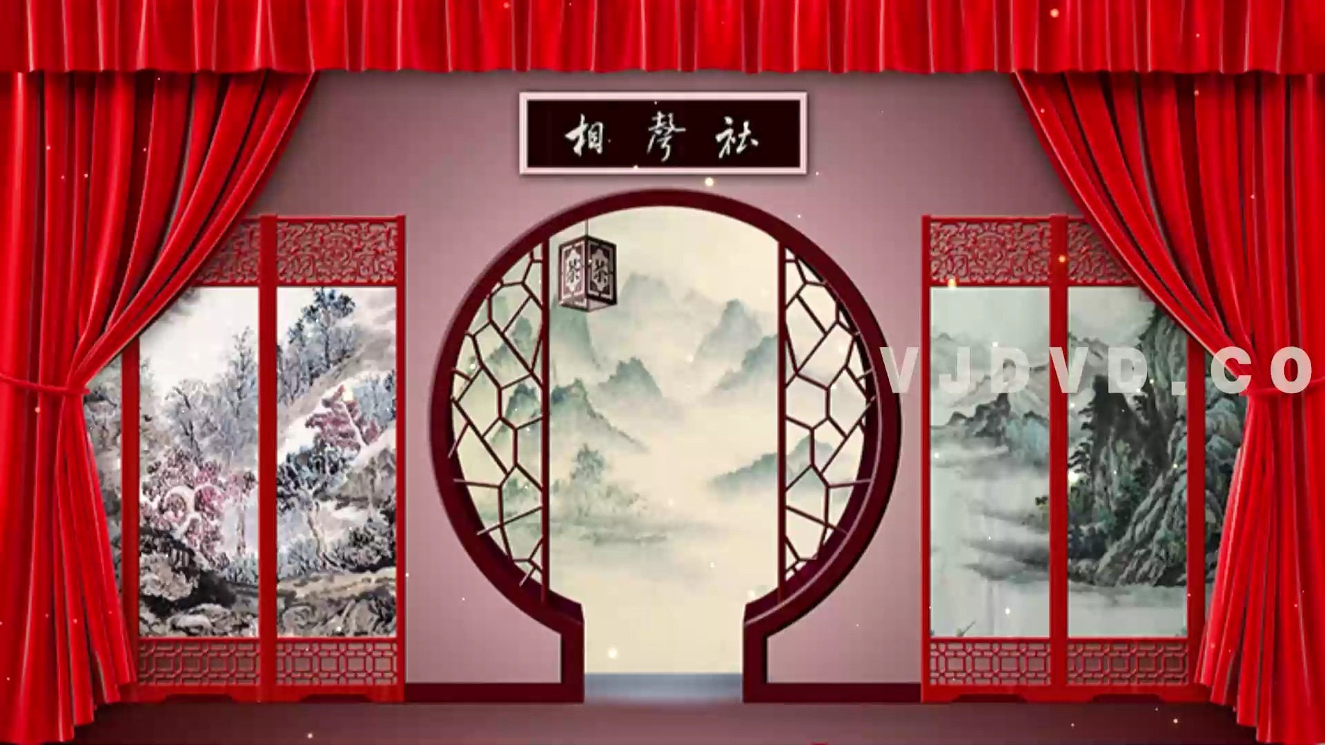 中式拱门相声评书曲艺场景古典中国风相声舞台背景led视频素材