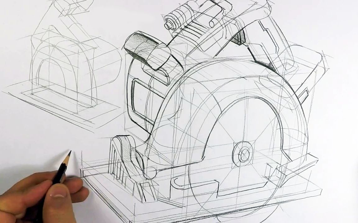 【工业设计手绘】大神手绘过程:电锯_哔哩哔哩_bilibili