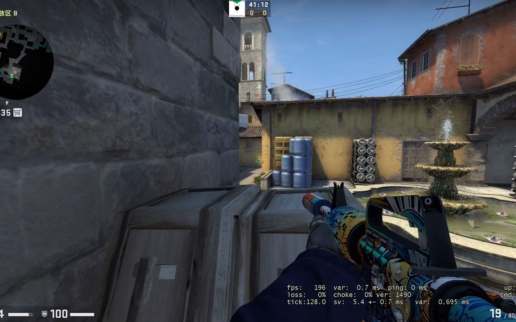 《csgo炼狱小镇》棺材后点位扔一箱修脚烟