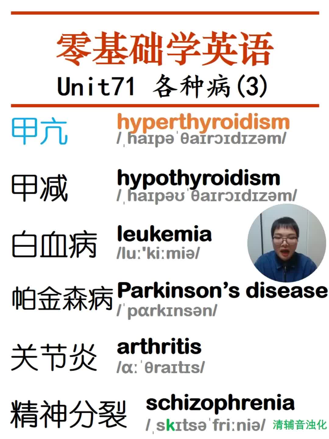 各种病英语单词甲亢甲减白血病帕金森病关节炎精神分裂英语单词哔哩哔哩bilibili