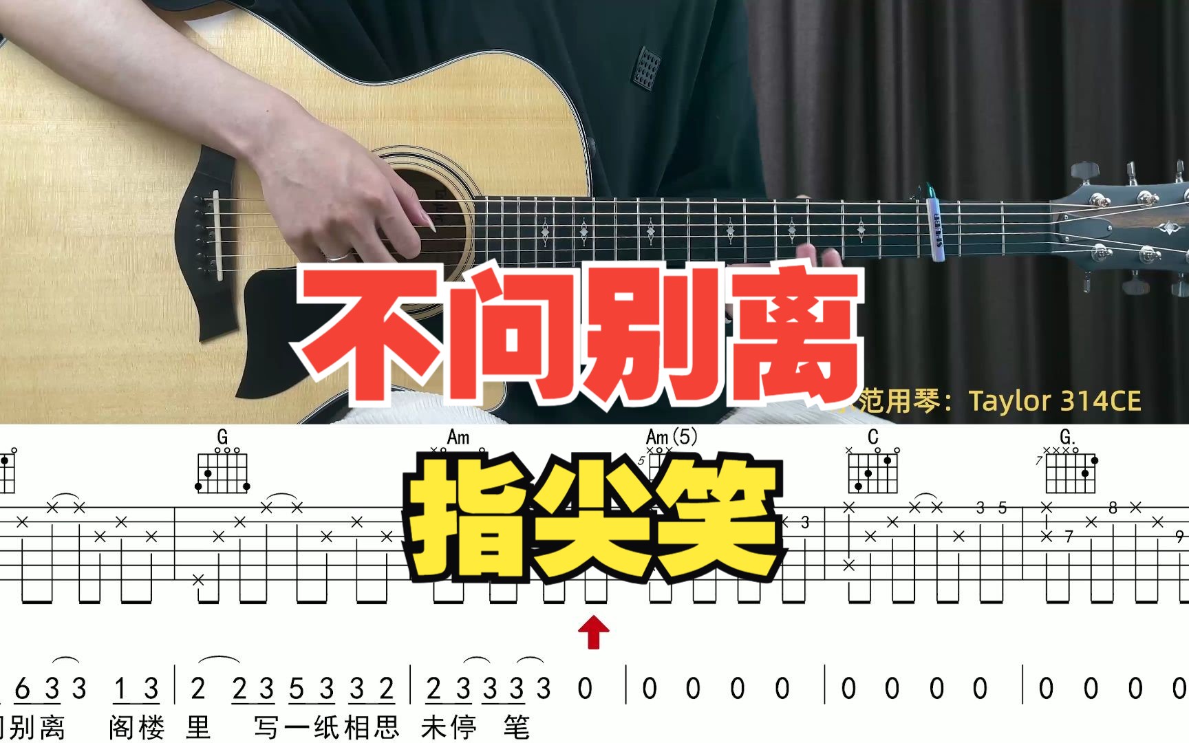 【附谱】不问别离 - 指尖笑 吉他弹唱示范,动态吉他谱,无限延音编配.