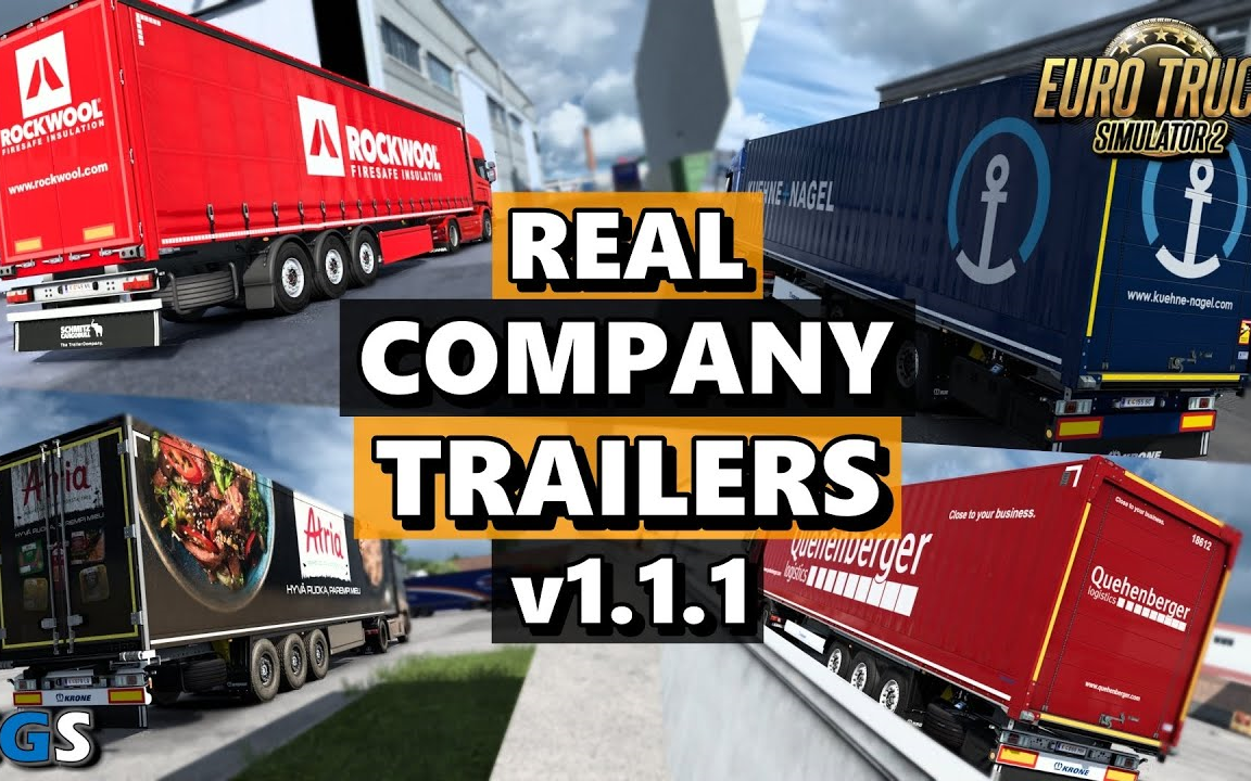 ETS2 1.46 Real Company Trailers v1.1.1 by @xcoreoriginal6066 [Skin Pack Mod]欧洲卡车模拟2