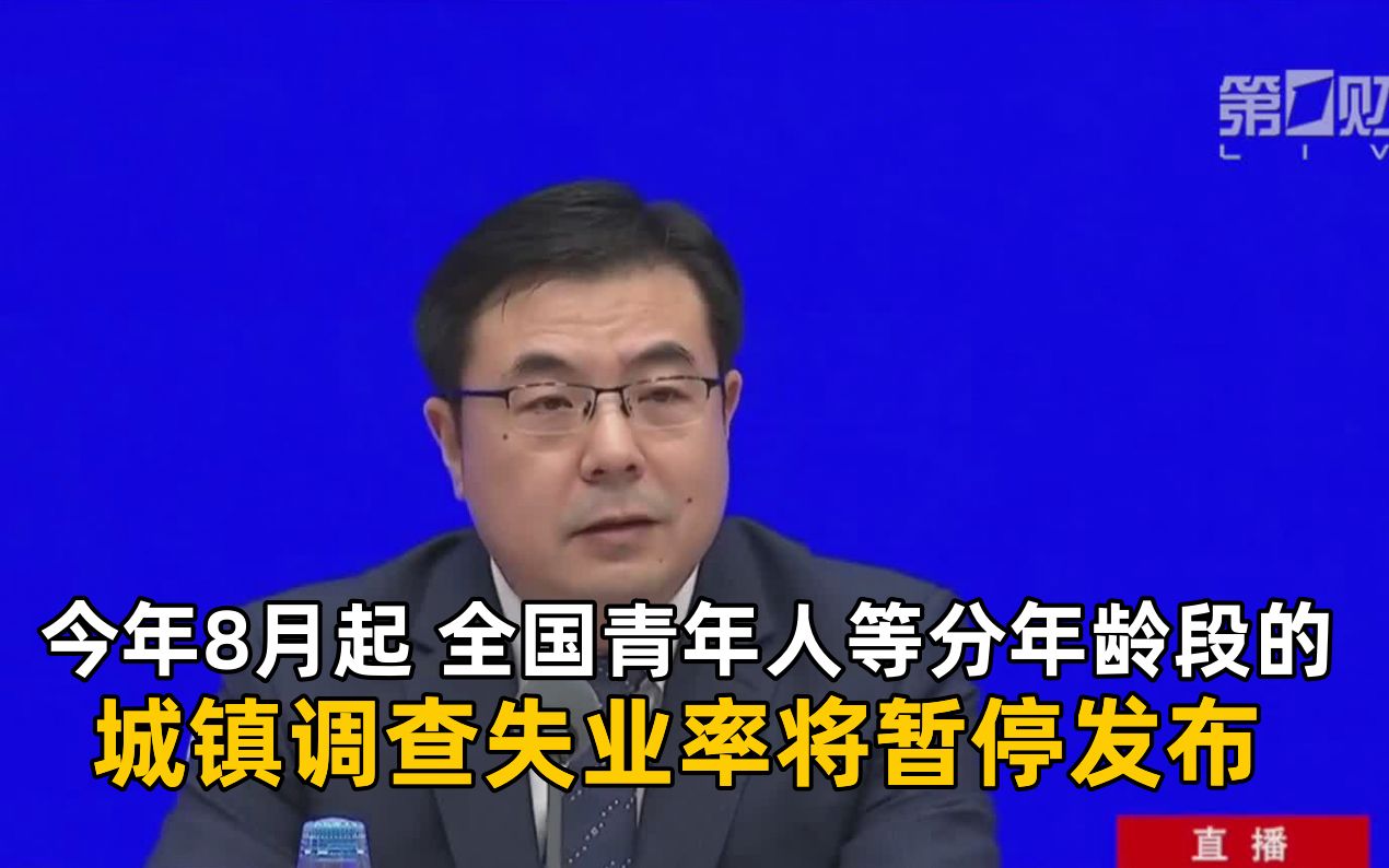 国家统计局:今年8月起全国青年人等分年龄段的城镇调查失业率将暂停发布丨一手哔哩哔哩bilibili