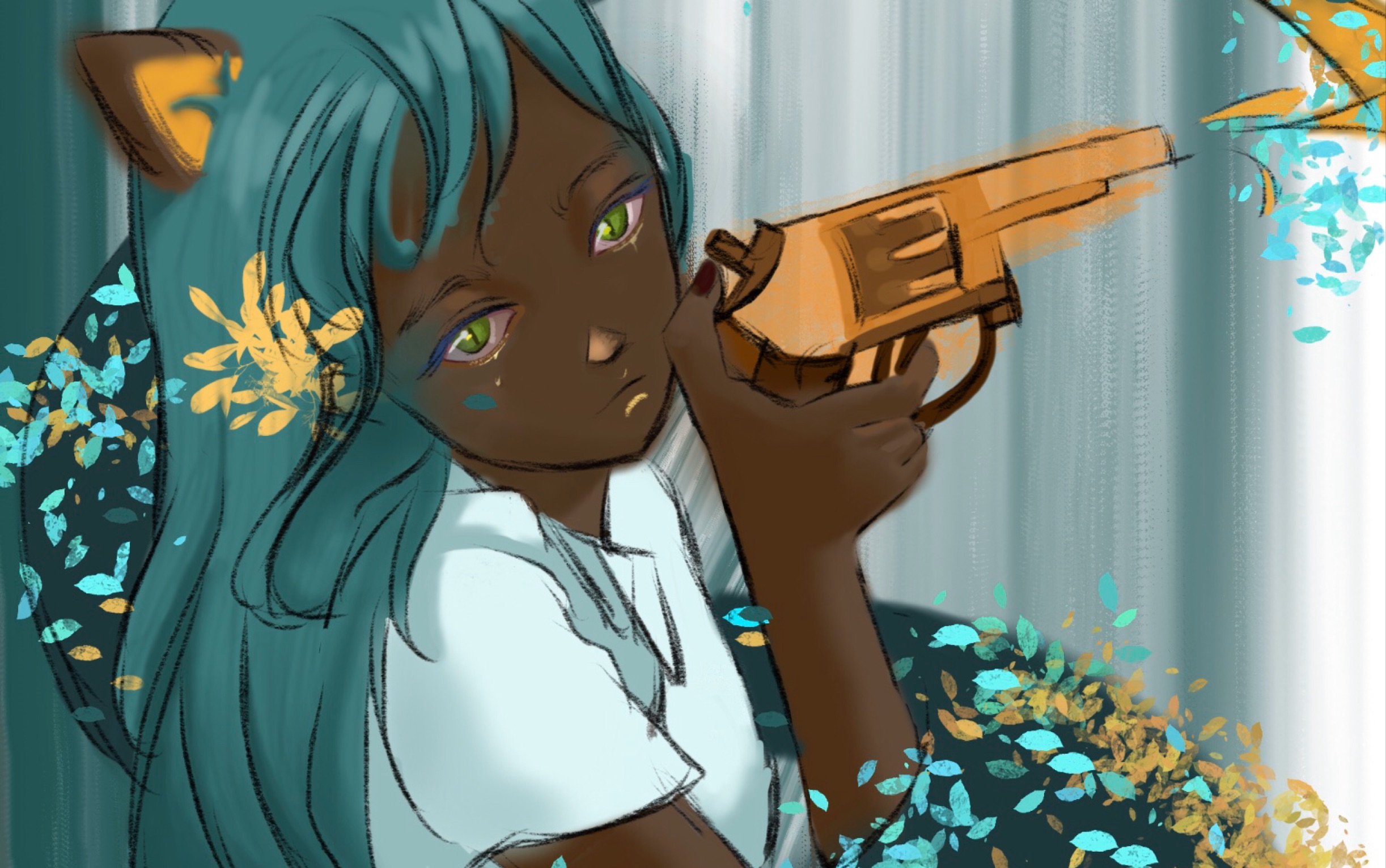 在家无聊,来画个黑猫女孩procreate