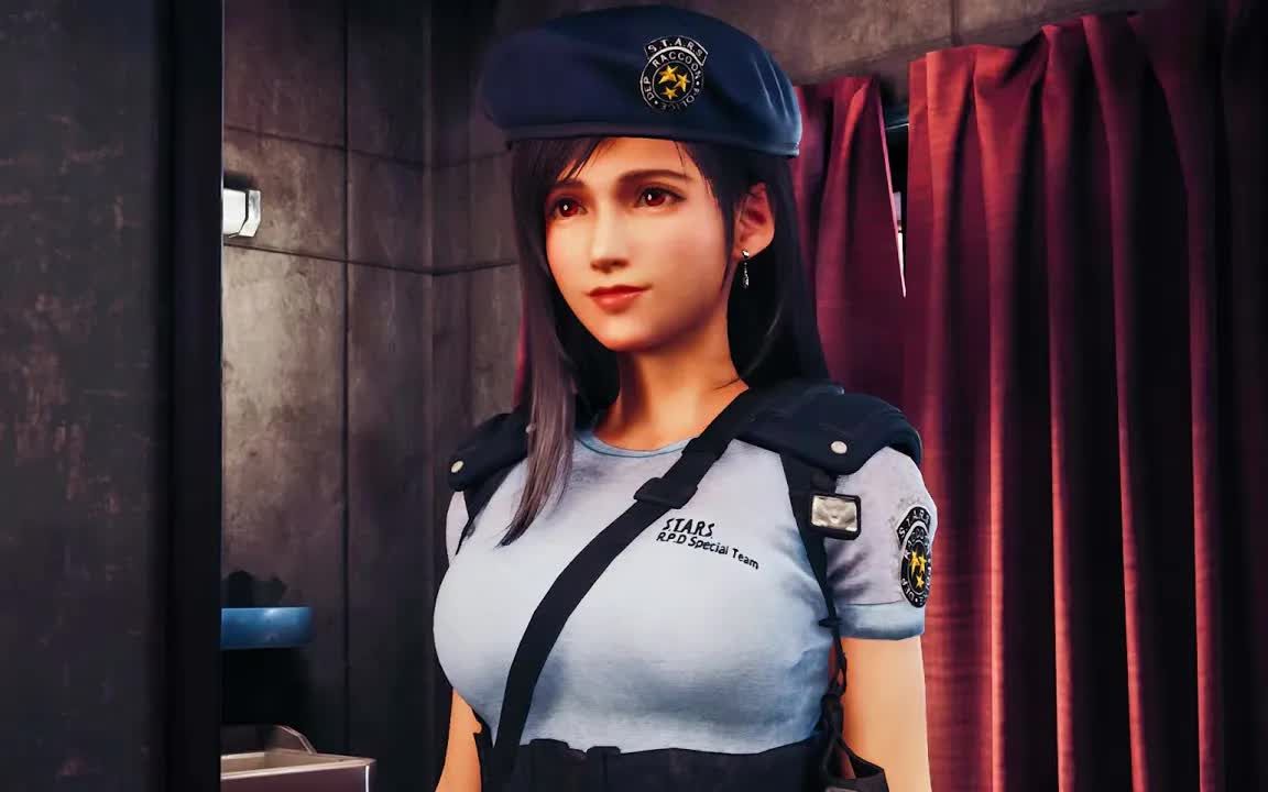 【最终幻想7重制版】蒂法tifa穿上肾化危机吉尔的s.t.a.r.s制服