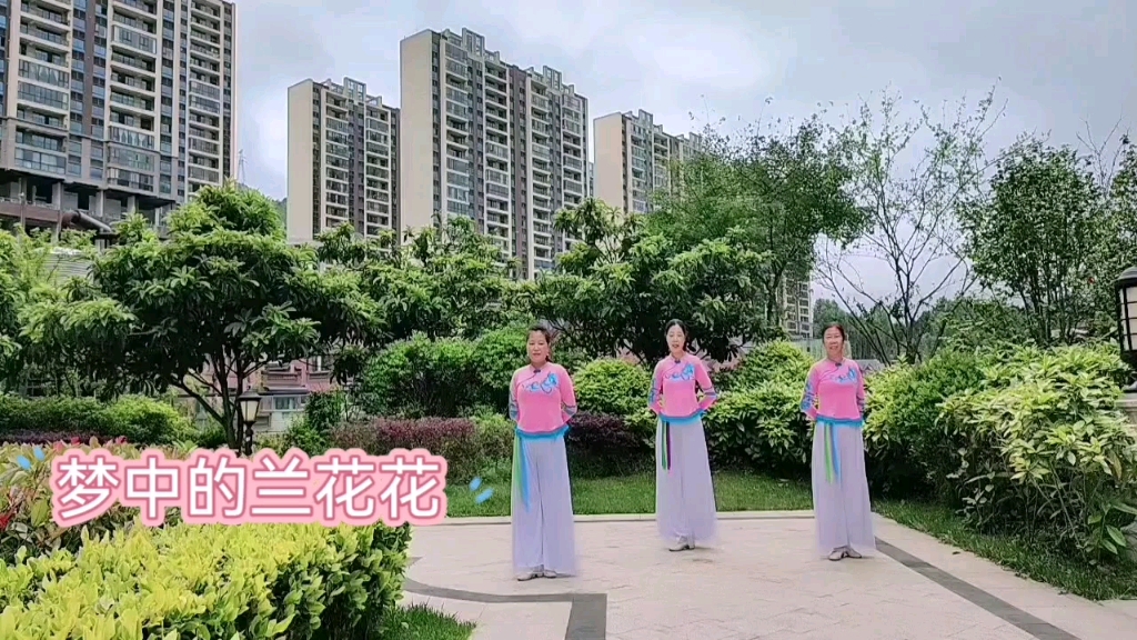 [图]扇子舞《梦中的兰花花》，演示：凉都小草、霞霞、娜娜