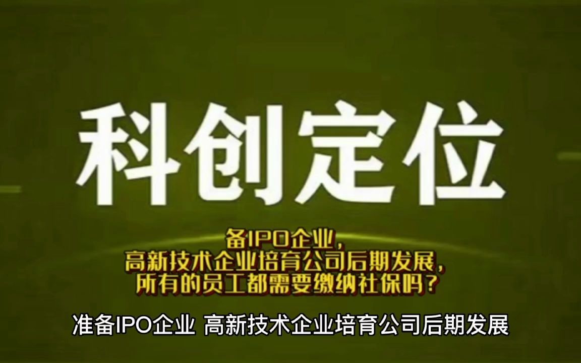 准备IPO企业,高新技术企业培育公司后期发展,所有的员工都需要缴纳社保吗?哔哩哔哩bilibili