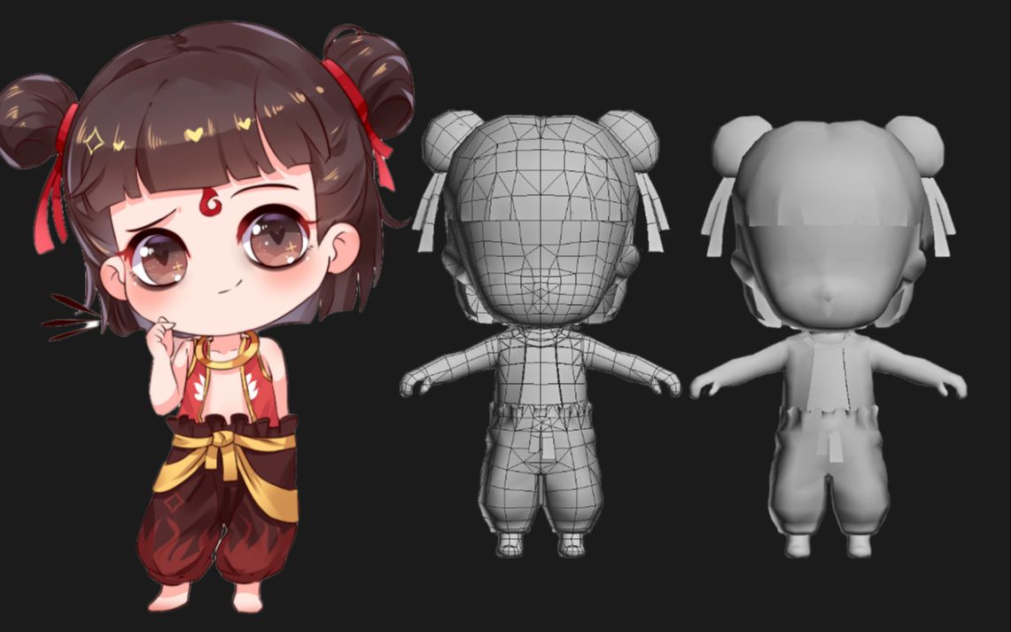 【3dmax建模】从零开始教你制作卡通哪吒,基础人物布线教程超详细讲解