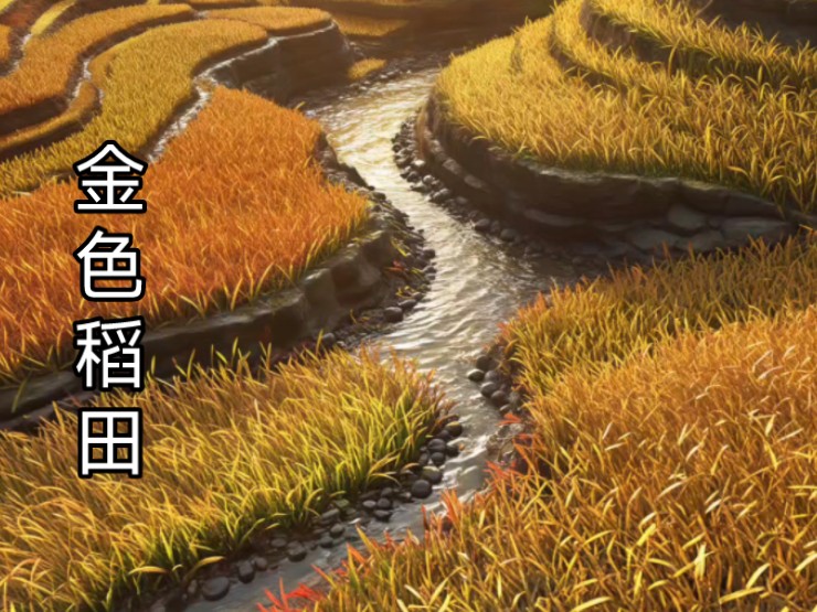 《秋日稻田里的金色曲线》