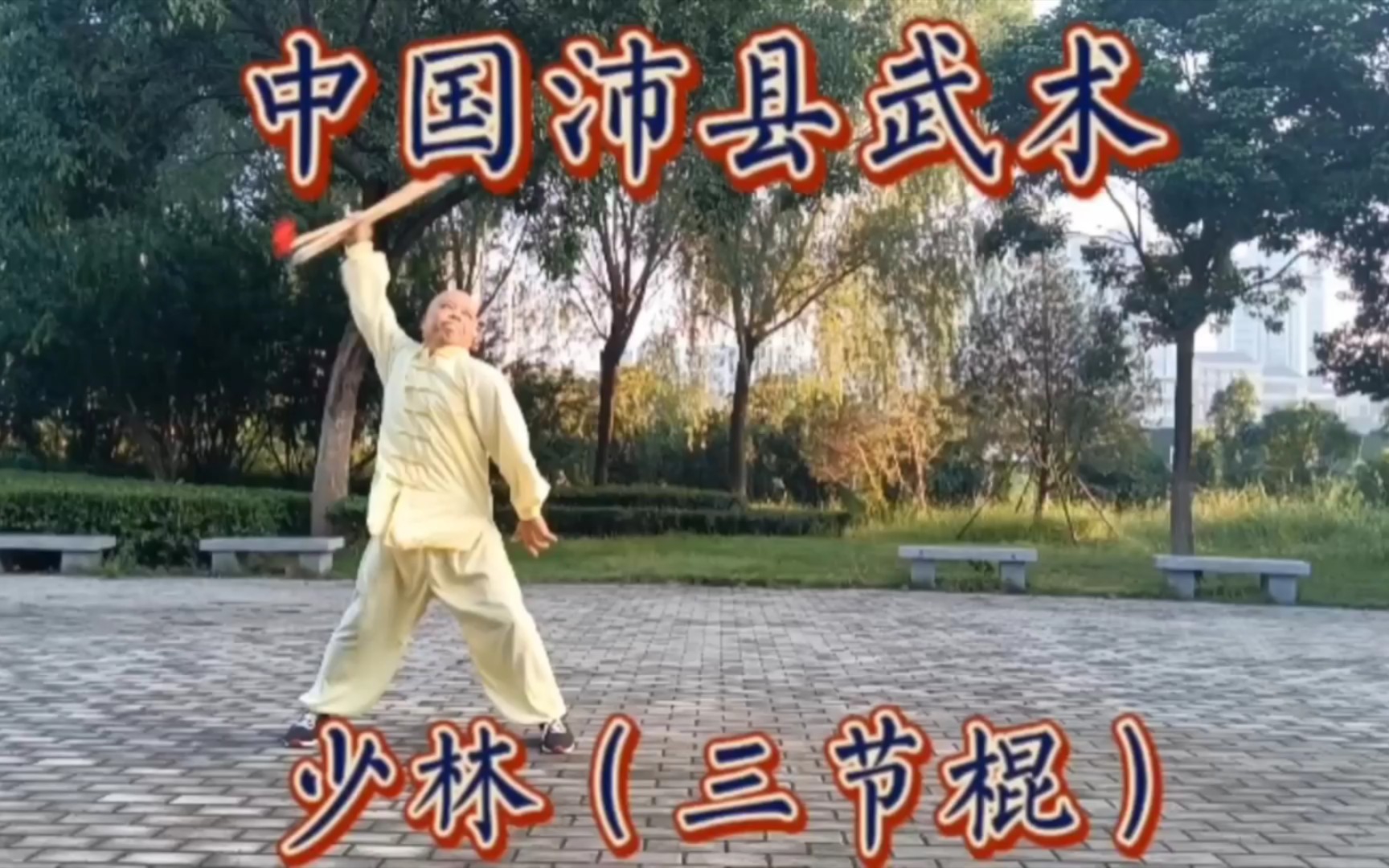 [图]中国沛县武术:少林派弟子徐培东演练《少林（三节棍、十三枪）》请观赏、完播、品评