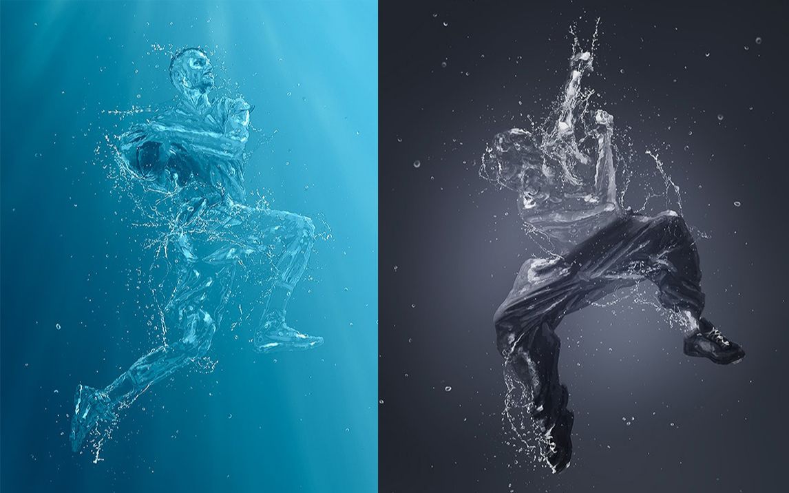 海底水下人像冰冻透明人效果ps动作教程