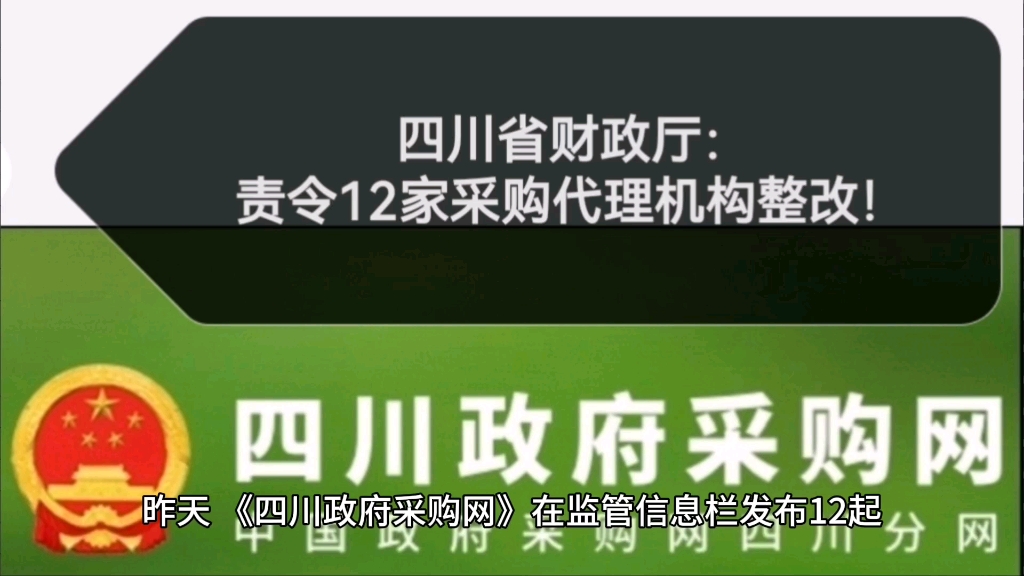 四川省财政厅:责令12家采购代理机构整改!哔哩哔哩bilibili