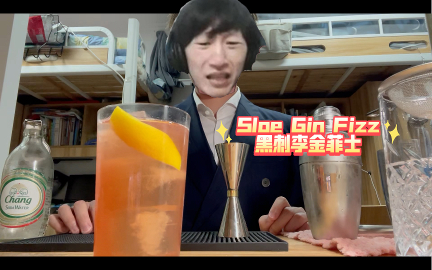 【宿舍调酒】Sloe Gin Fizz 黑刺李金菲士 清新爽口的果香长饮 上交大宿舍出品哔哩哔哩bilibili