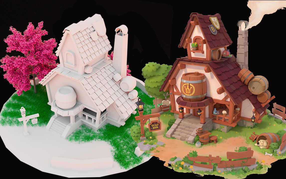 maya建模超详细房子模型案例讲解卡通场景模型制作