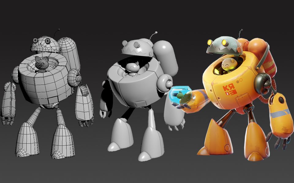 【3dmax建模】可爱卡通猫咪机器人模型制作,超多布线小技巧,等你来学!