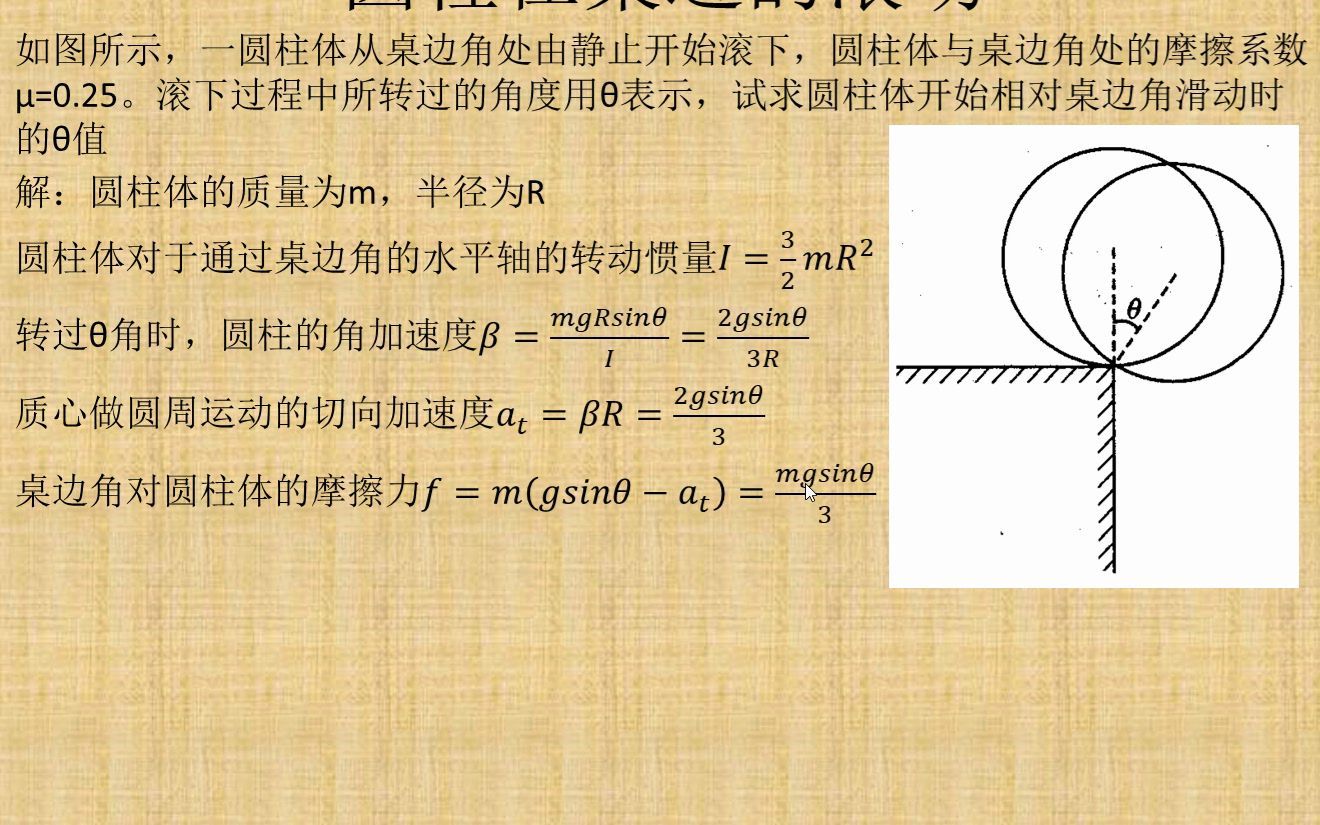 【丁老师讲堂】第120期:摩擦力作用下圆柱的纯滚动哔哩哔哩bilibili