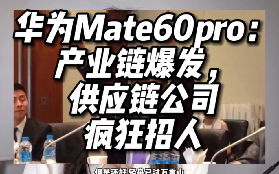 华为Mate60pro:产业链爆发,供应链公司疯狂招人哔哩哔哩bilibili