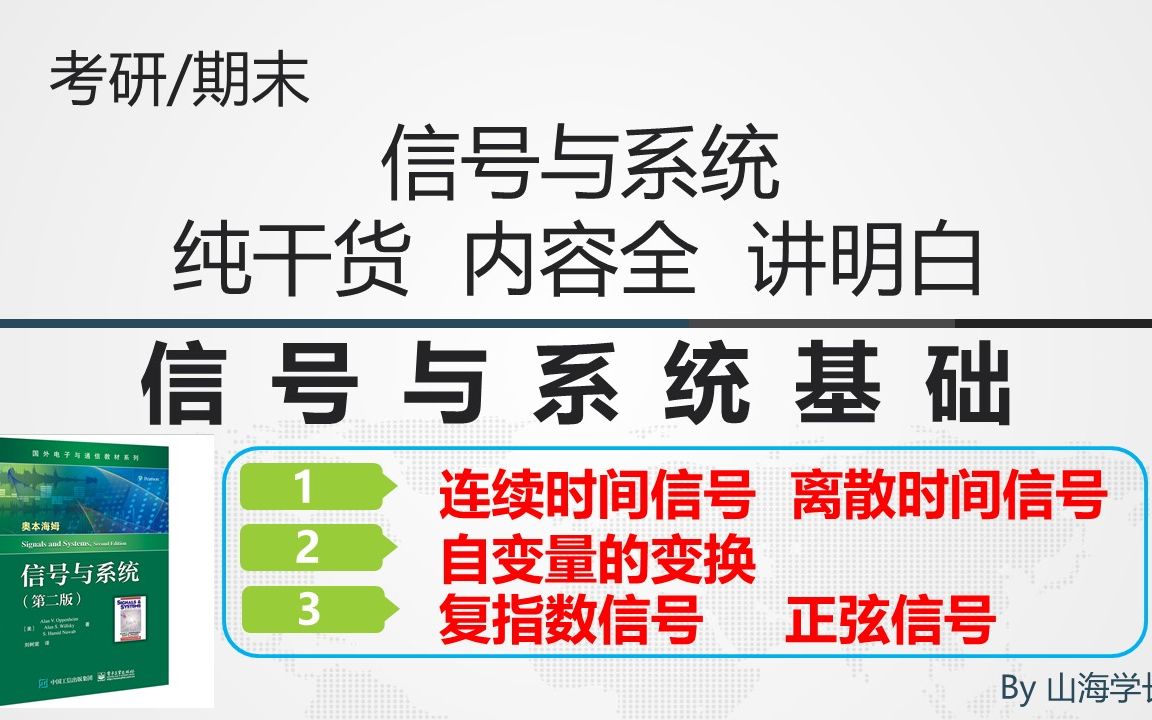 考研信号与系统第一章:帮你理解“连续时间信号和离散时间信号”“自变量的变换”和“复指数信号与正弦信号”哔哩哔哩bilibili