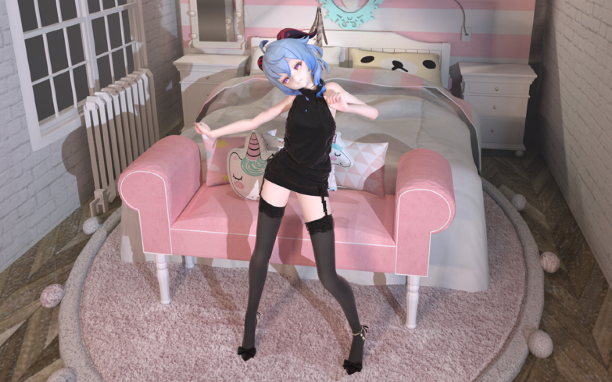 【布料解算|原神mmd·甘雨|露背毛衣】难得的休假,真的只在卧室度过吗