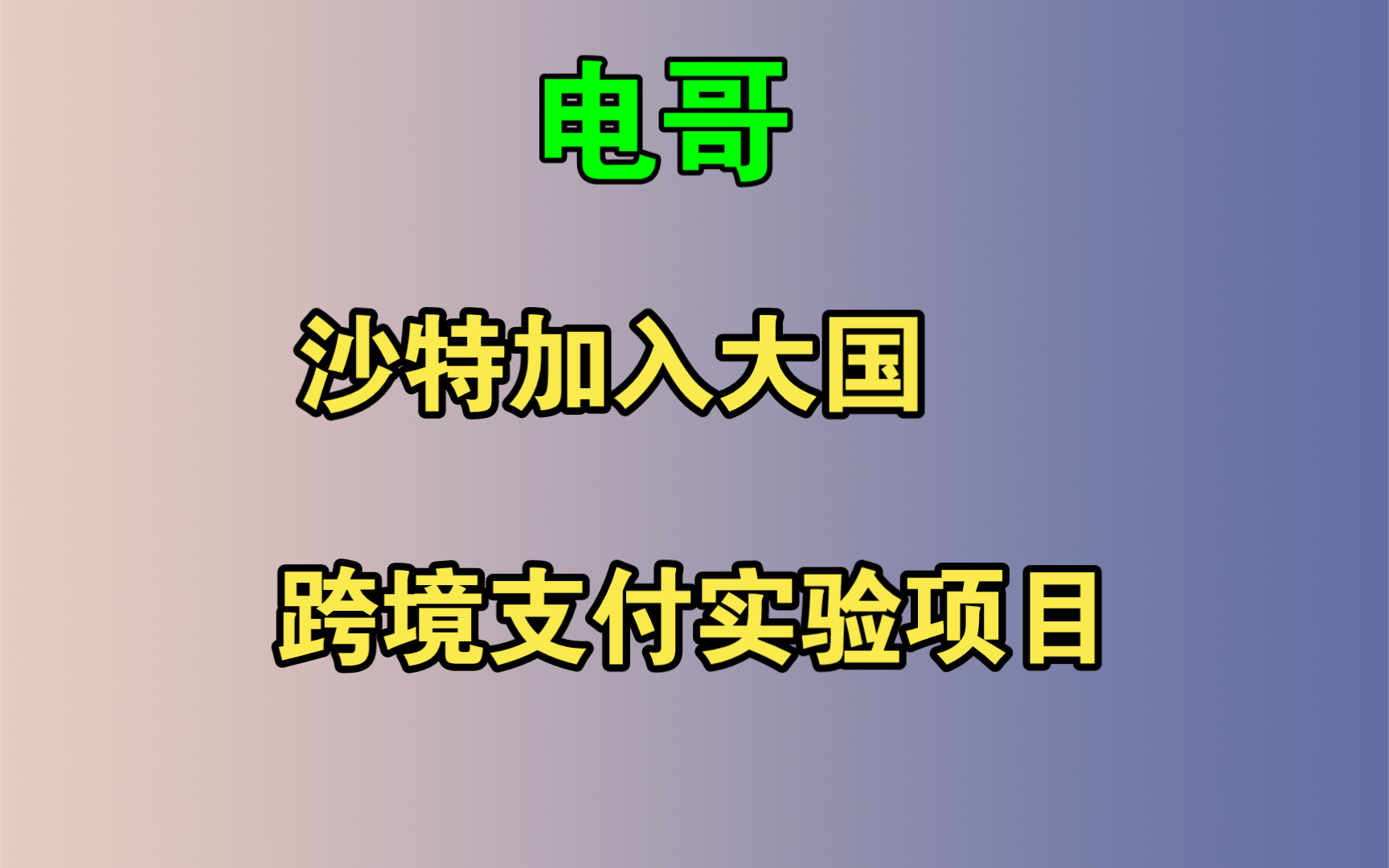 【电哥】6.8(5)沙特加入东方大国跨境支付实验项目!哔哩哔哩bilibili